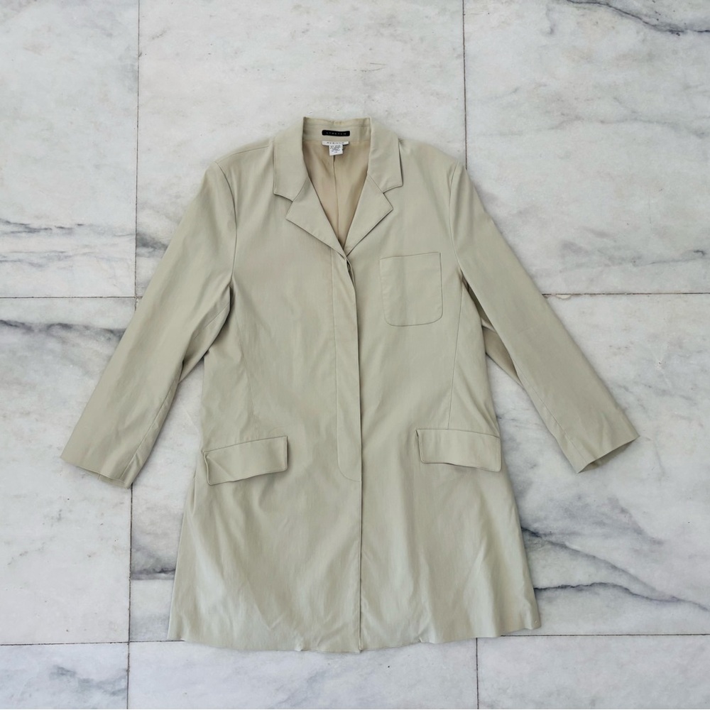 Vintage Avenue Jacket Overcoat Beige Stretch Button Womens 14 Minimalist Office